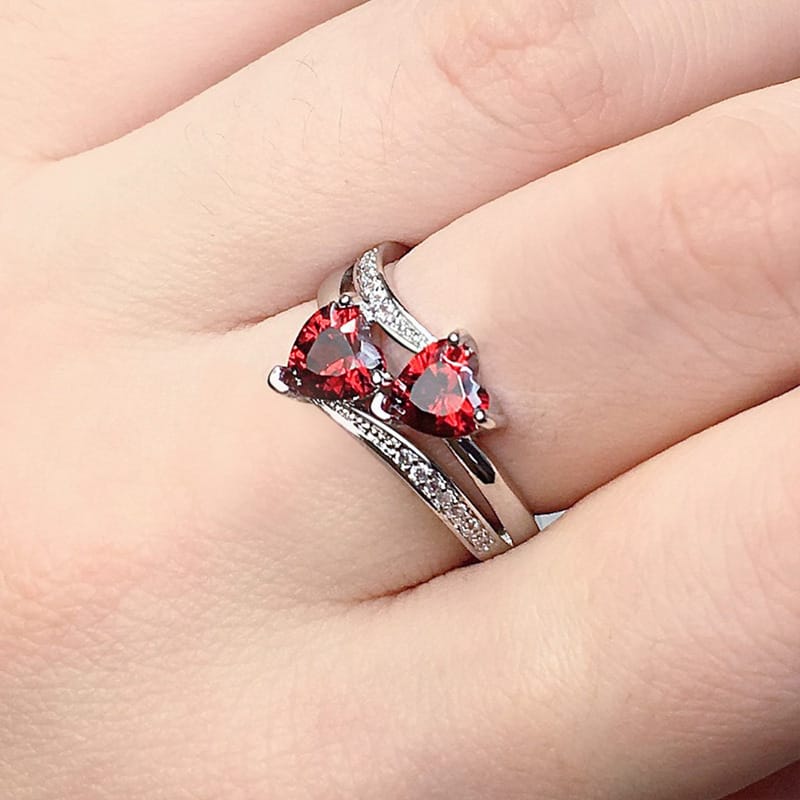 Twin Sacred Heart Devotion Ring