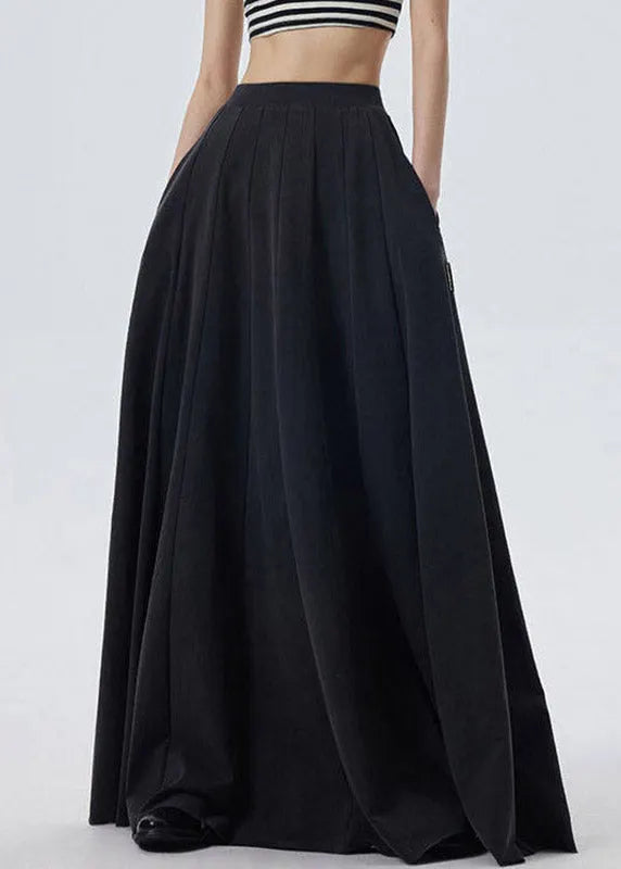 Black Elastic Waist a Line Skirt Spring