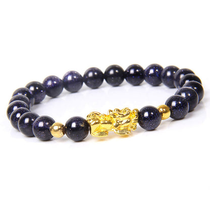 Buddha Stones Fengshui Lucky Pixiu Obsidian Wealth Bracelet