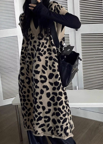 Rose V Neck Print Cotton Knit Long Dresses Fall