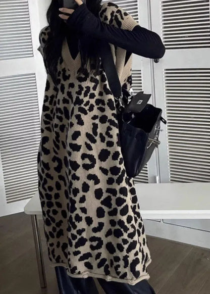 Rose V Neck Print Cotton Knit Long Dresses Fall