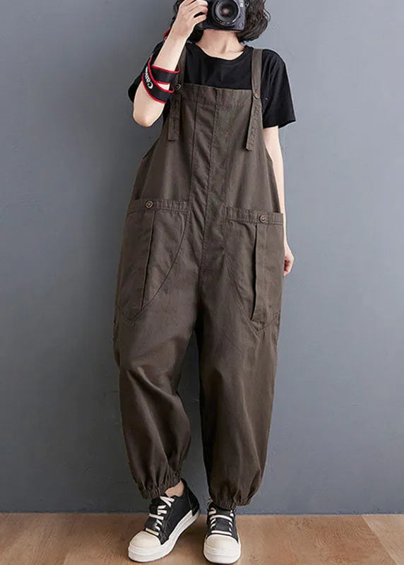 Yellow Slash Neck Patchwork Pockets Harem Jumpsuit Fall
