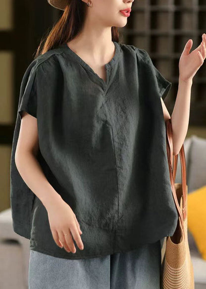 Dull Red Oversized Linen Tanks Summer