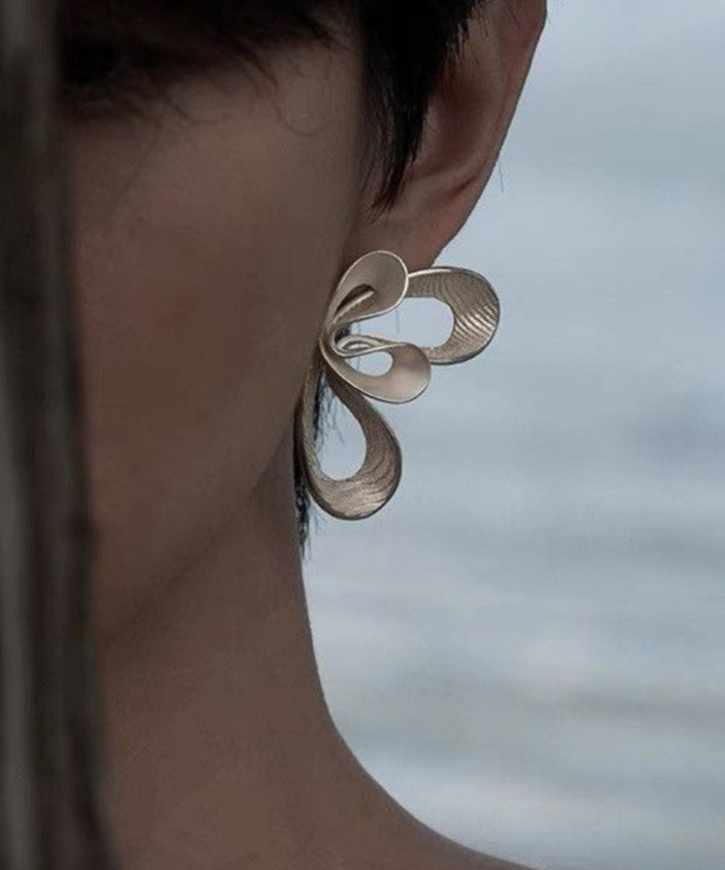 Loose Silk Sterling Silver Double Cloud Stud Earrings