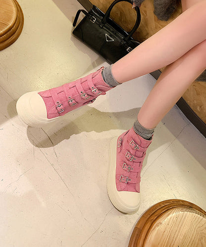 Platform Canvas Boots Pink