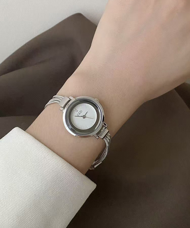 Classy Rose Alloy Hardlex Crystal Quartz Movement Asymmetrical Watches