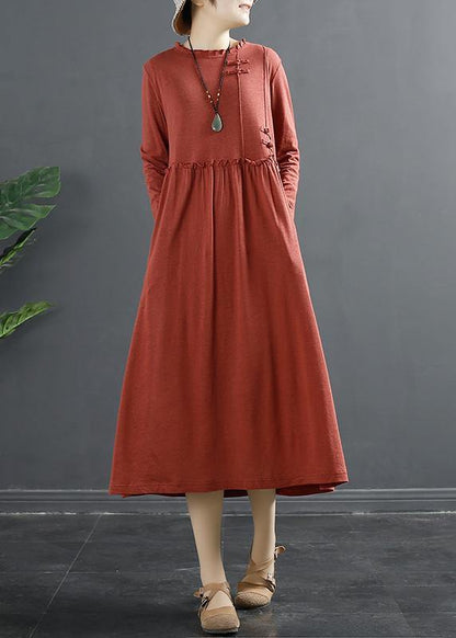 Red Dresses Ruffled Patchwork Maxi Dresses