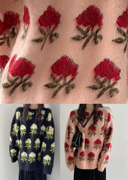 Pink Thick Ma Hai Mao Knit Sweaters Fall