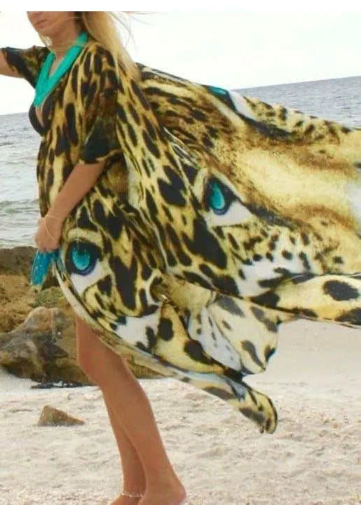Organic Tiger Print Side Open Ankle Dress Coat