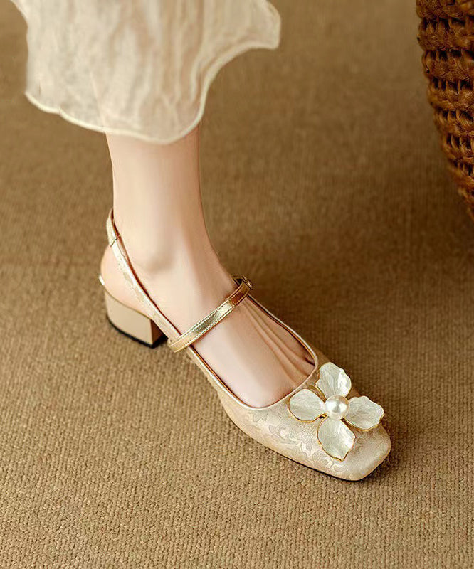 Green Chunky Chinese Style Buckle Strap Splicing Sandals