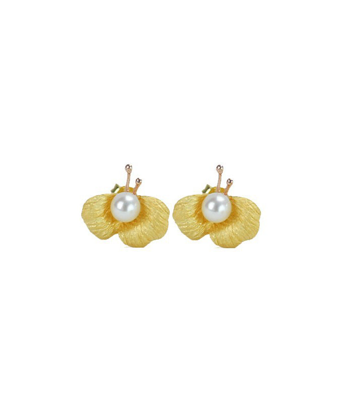 Original Design Gold Copper Overgild Butterfly Pearl Stud Earrings