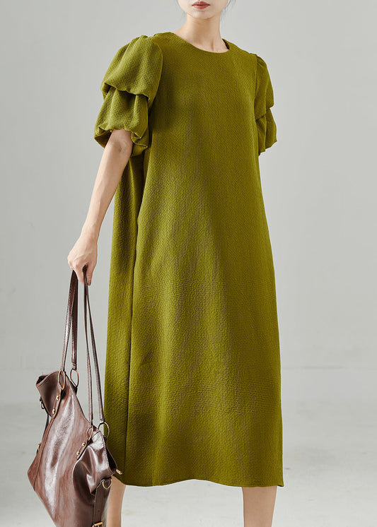 Green Puff Sleeve Spandex Dresses Summer