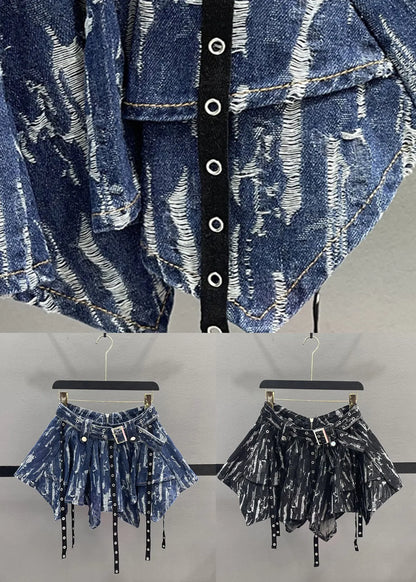 Black High Waist Zippered Tassel Skirts Asymmetrical