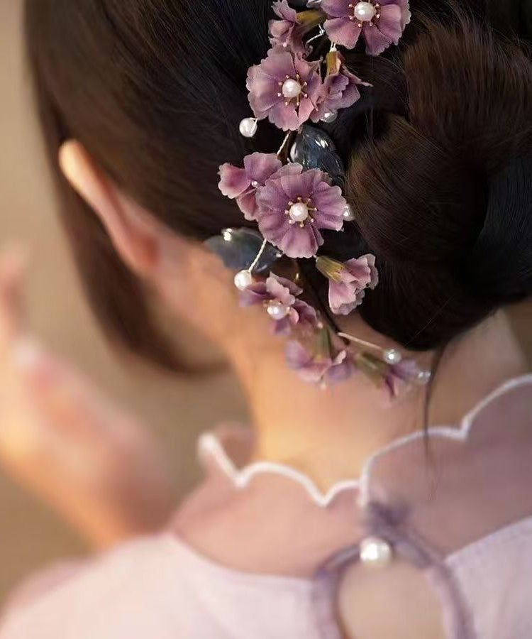 Handmade Purple Alloy Cloth Hairpin