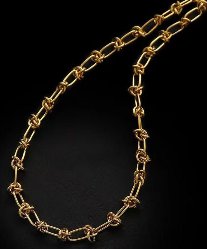 Gold Stainless Steel Alloy Chain Lariat Necklace
