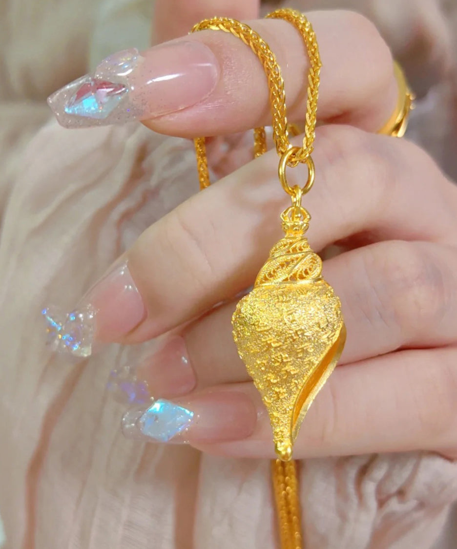 Gold Sterling Silver Overgild Conch Pendant Necklace