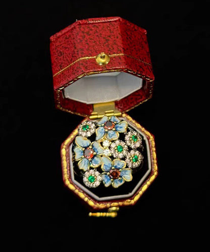 Retro Blue Zircon Exaggeration Alloy Rings