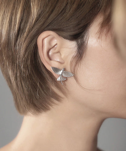 Diy Silk Sterling Silver Little Flying Fish Stud Earrings
