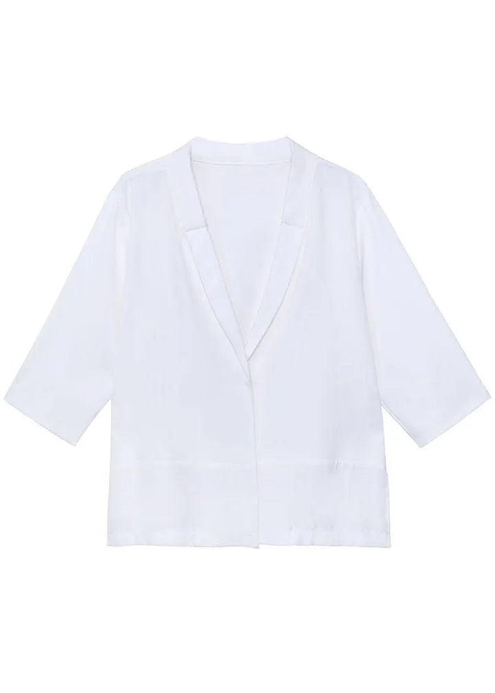 Black Peter Pan Collar Side Open Stand Collar Half Sleeve Coat Summer