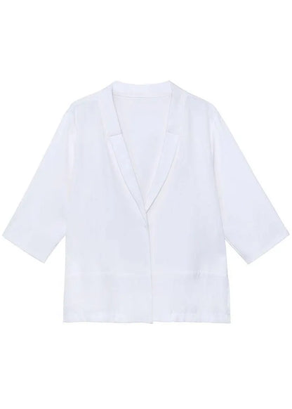 Black Peter Pan Collar Side Open Stand Collar Half Sleeve Coat Summer