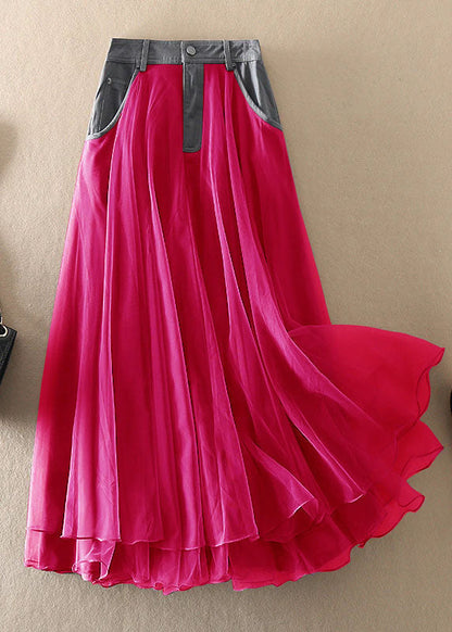 Natural Print2 High Waist Patchwork Tulle Skirts Spring