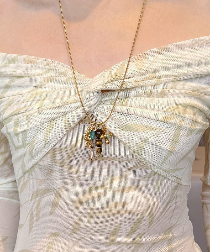 Gold Tiger's Eye Cross Gold Plated Pendant Necklace
