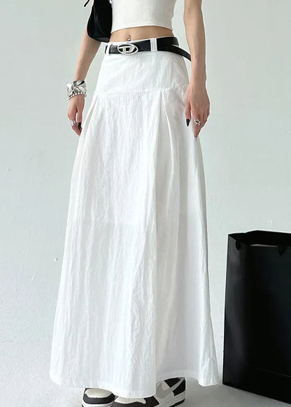 White High Waist Cotton Summer Skirt Zippered