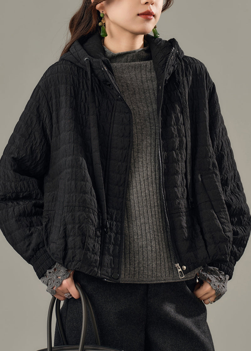 Simple Lavender Oversized Fine Cotton Filled Hoodie Coat Winter