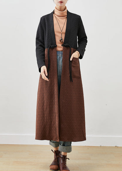Colorblock Tasseled Patchwork Cotton Long Cardigans Winter