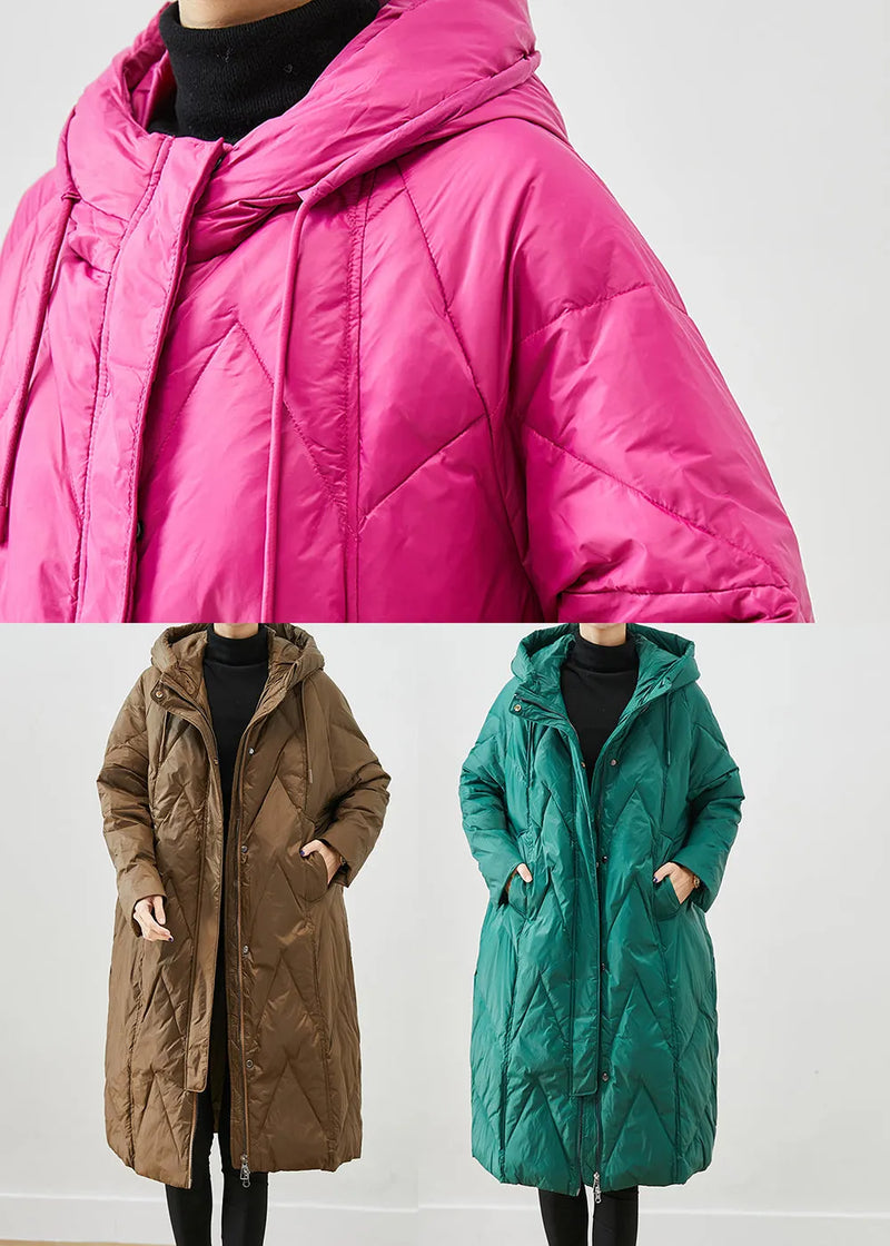 Rose Hooded Pockets Fine Cotton Filled Puffer Jacket Winter
