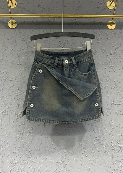 New Blue High Waist Denim Short Skirt Autumn
