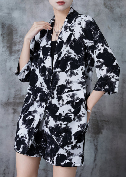 Natural Black and White Ink Painting Oversized Chiffon Sets 2 Pieces Fall