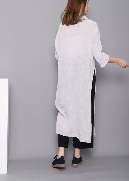 White Peter Pan Collar Dress Chinese Button Spring Maxi Dress