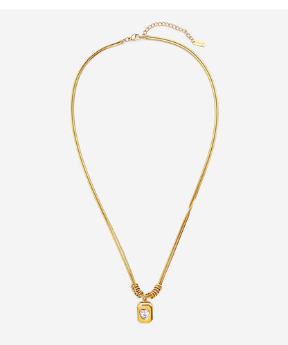 Classy Golden Zircon Tungsten Steel Lariat Necklace
