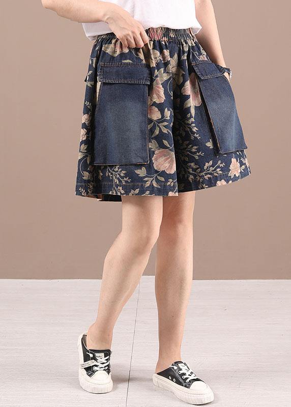 Comfy Blue Pink Hot Pants High Waist Summer Denim Pants