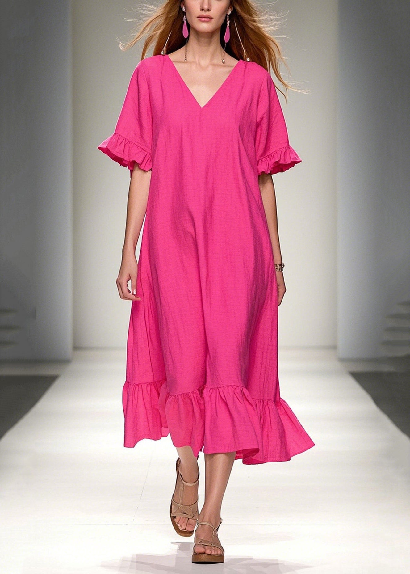 Rose Oversized Cotton Vacation Dresses Summer