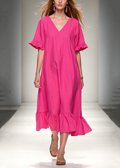Rose Oversized Cotton Vacation Dresses Summer