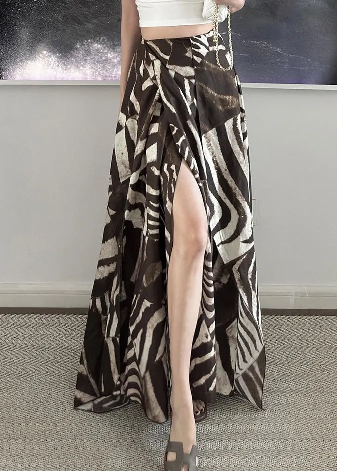 New Summer Zebra Pattern Skirts Side Open