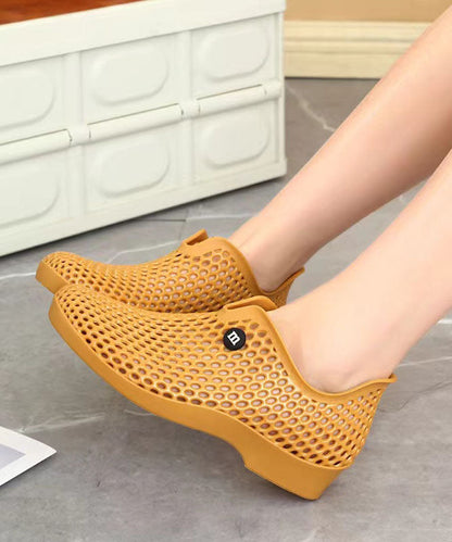 Versatile Yellow Hollow Out Walking Sandals