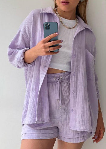 Green Oversized Pocket Cotton 2 Piece Outfit Summer
