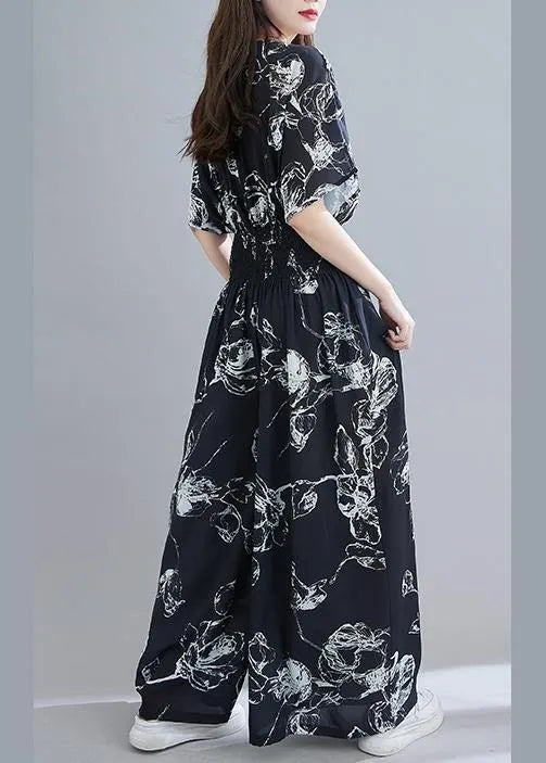 New Black Print Jumpsuit Loose Jumpsuit