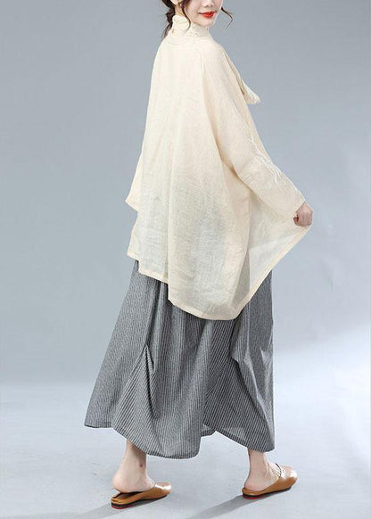 Beige Turtle Neck Batwing Sleeve Fall Blouses