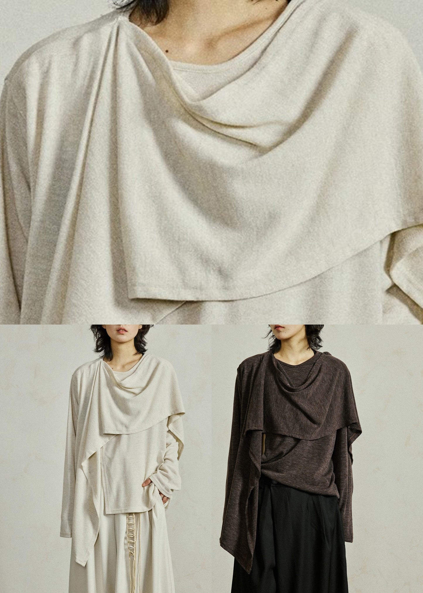 Coffee O-neck Cozy Cotton Top Fall