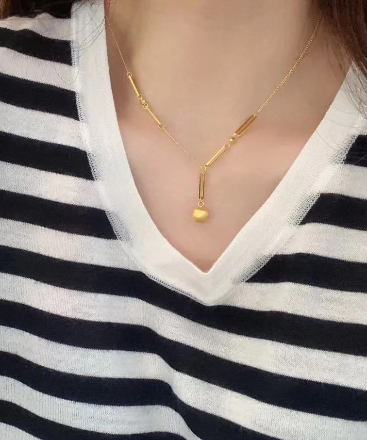 Diy Gold Stainless Steel Overgild Matte Little Ball Pendant Necklace