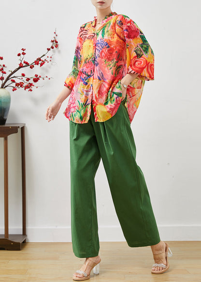 Ruffled Graffiti Print Cotton Sets 2 Pieces Fall