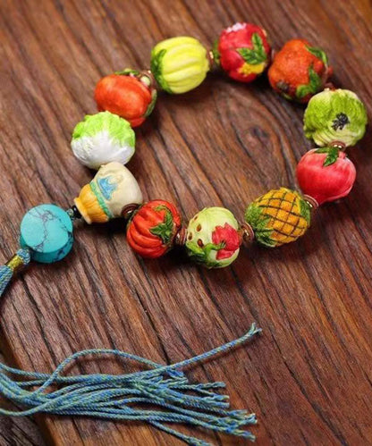 Colorblock Hand Knitting Fruit and Vegetable Tassel Bracelet