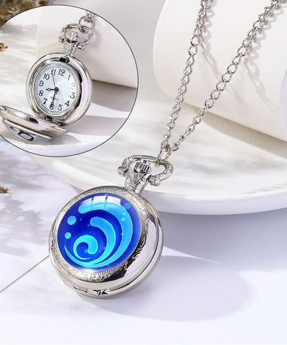 Unique Green Alloy Chain Gem Stone Pocket Watch