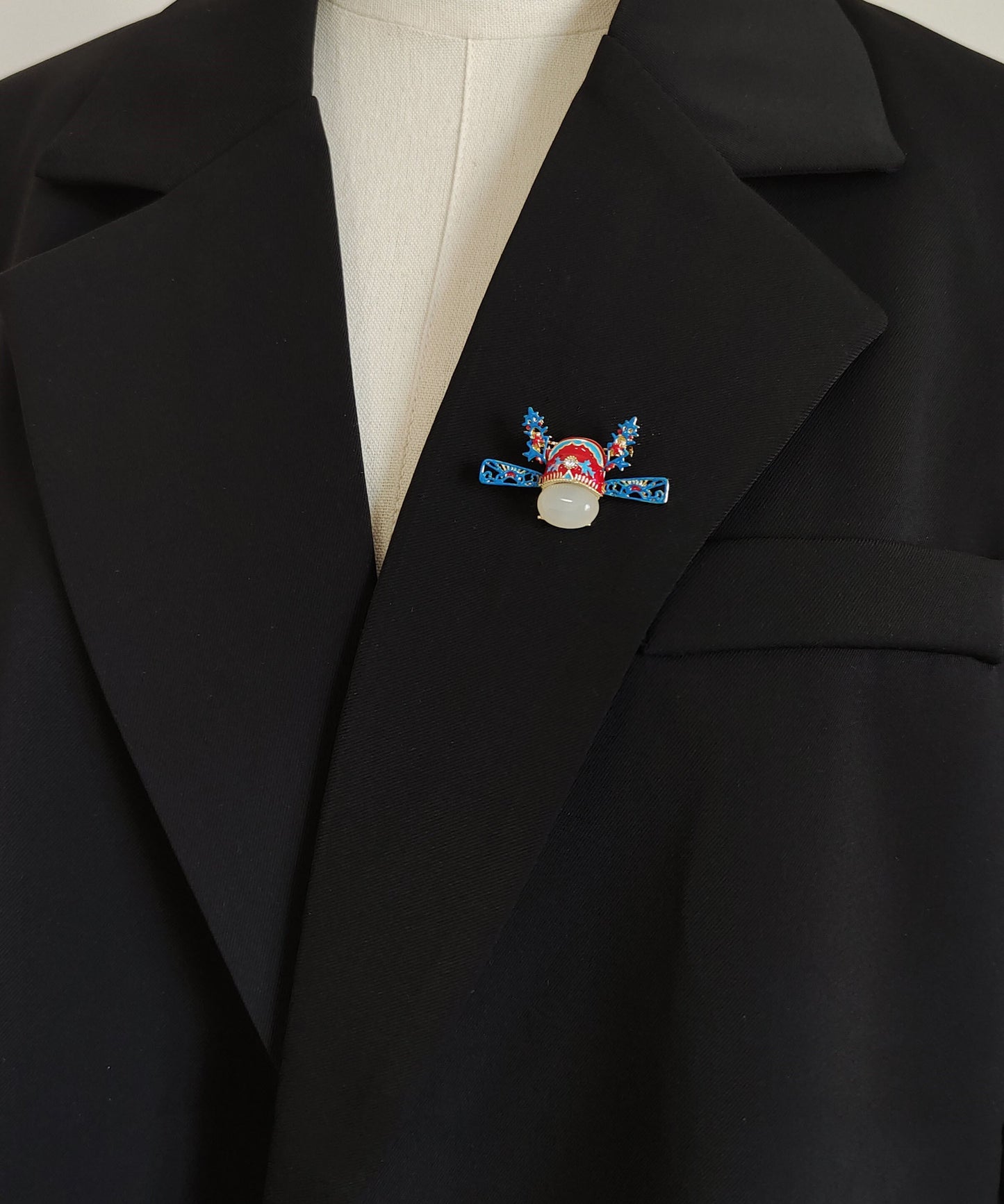 Blue Jade Enamel Champion Hat Brooches