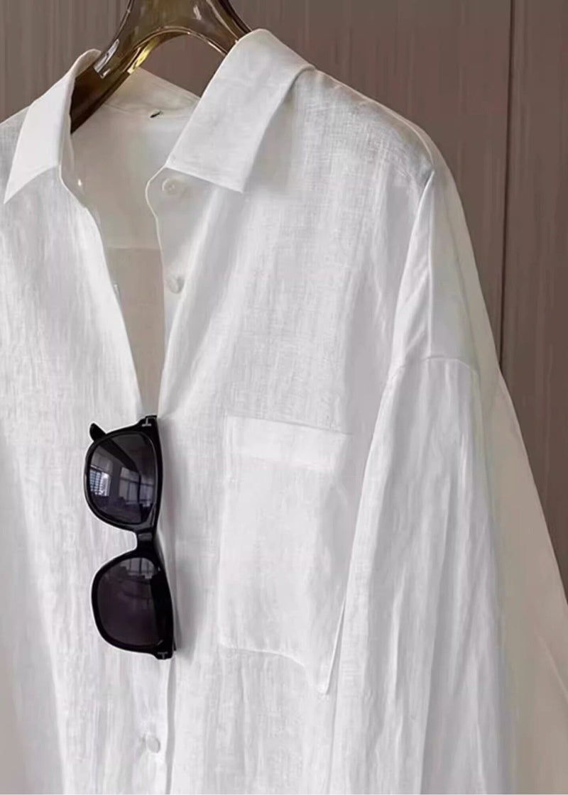 White Oversized Cotton Shirts Spring