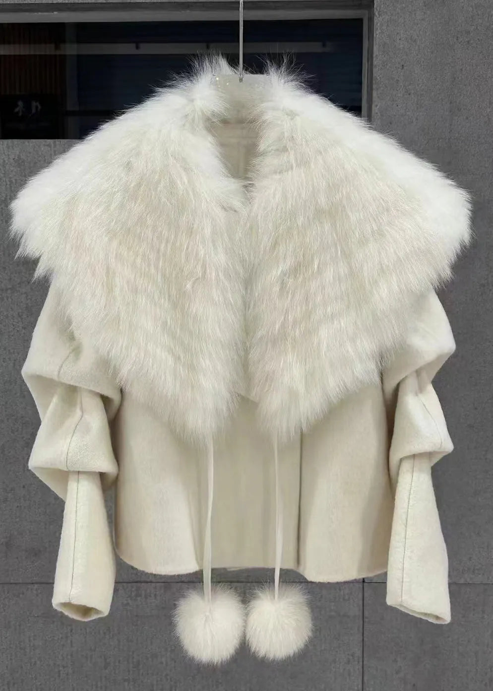Caramel Coats and Fox Collar Cape Woolen Two Pieces Set Spring